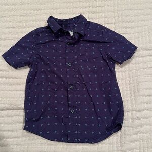 Navy Blue Boys Button Down Short Sleeve